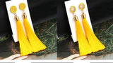 VCORM Bohemian Tassel Crystal Long Drop Earrings for Women Red Cotton Silk Fabric Fringe Earrings 2019 Fashion Woman Jewelry
