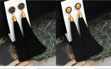 VCORM Bohemian Tassel Crystal Long Drop Earrings for Women Red Cotton Silk Fabric Fringe Earrings 2019 Fashion Woman Jewelry