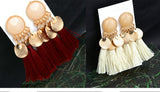 VCORM Bohemian Tassel Crystal Long Drop Earrings for Women Red Cotton Silk Fabric Fringe Earrings 2019 Fashion Woman Jewelry