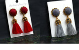 VCORM Bohemian Tassel Crystal Long Drop Earrings for Women Red Cotton Silk Fabric Fringe Earrings 2019 Fashion Woman Jewelry