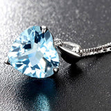 Bague Ringen silver 925 jewelry necklace with Heart of the Sea shape sapphire Pendant luxury jewelry Engagement Wedding Gift