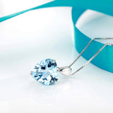 Bague Ringen silver 925 jewelry necklace with Heart of the Sea shape sapphire Pendant luxury jewelry Engagement Wedding Gift