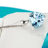 Bague Ringen silver 925 jewelry necklace with Heart of the Sea shape sapphire Pendant luxury jewelry Engagement Wedding Gift