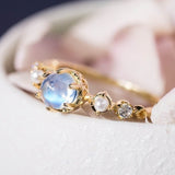 Crystal FemaleMysterious color  Small Moonstone Ring Cute Luxury 925 Silver Love Wedding Jewelry Promise elegant Rings For Women