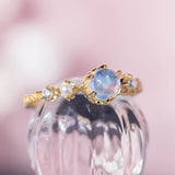 Crystal FemaleMysterious color  Small Moonstone Ring Cute Luxury 925 Silver Love Wedding Jewelry Promise elegant Rings For Women