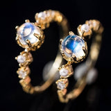 Crystal FemaleMysterious color  Small Moonstone Ring Cute Luxury 925 Silver Love Wedding Jewelry Promise elegant Rings For Women