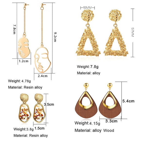 X&P New Fashion Round Dangle Drop Korean Earrings For Women Geometric Round Heart Gold Earring Wedding 2020 kolczyki Jewelry