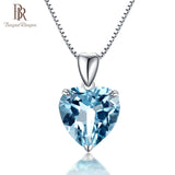 Bague Ringen silver 925 jewelry necklace with Heart of the Sea shape sapphire Pendant luxury jewelry Engagement Wedding Gift