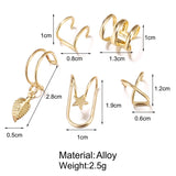 Yobest 5Pcs/Set 2019 fashion Ear Cuffs Gold Leaf Ear Cuff Clip Earrings for women Climbers No Piercing Fake Cartilage Earring