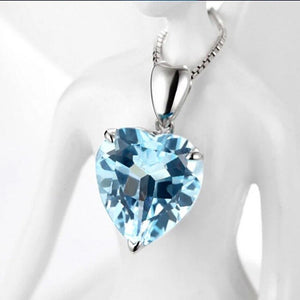 Bague Ringen silver 925 jewelry necklace with Heart of the Sea shape sapphire Pendant luxury jewelry Engagement Wedding Gift