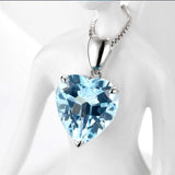 Bague Ringen silver 925 jewelry necklace with Heart of the Sea shape sapphire Pendant luxury jewelry Engagement Wedding Gift