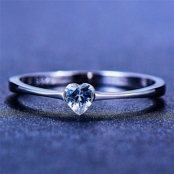 Luxury Female Small Heart Ring 100% Real 925 Sterling Silver Zircon Stone Ring Boho Promise Love Engagement Rings For Women