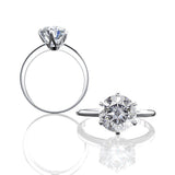 Jewepisode Classic 8MM lab Moissanite Diamond Wedding Engagement Rings for Women 100% Real 925 Sterling Silver Ring Fine Jewelry