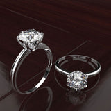 Jewepisode Classic 8MM lab Moissanite Diamond Wedding Engagement Rings for Women 100% Real 925 Sterling Silver Ring Fine Jewelry