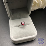 Shipei Created Moissanite Heart Ring for Women Fine Jewelry 100% 925 Sterling Silver Love Heart Ring Anniversary Valentines Gift