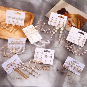 Women's Earrings Set Tassel Pearl Earrings For Women Bohemian Fashion Jewelry 2020 Geometric kolczyki Hoop Earings